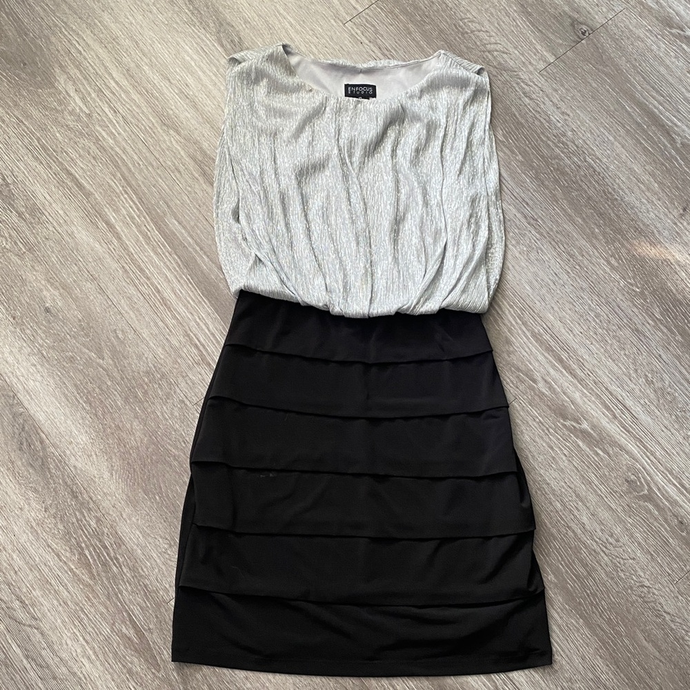 Enfocus Studio Black and Silver Dress NWT